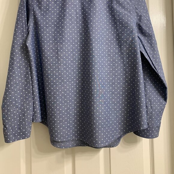 Liz Claiborne Petite Women's Blue with White Polka Dot Blouse, Size Petite Large - Picture 4 of 5